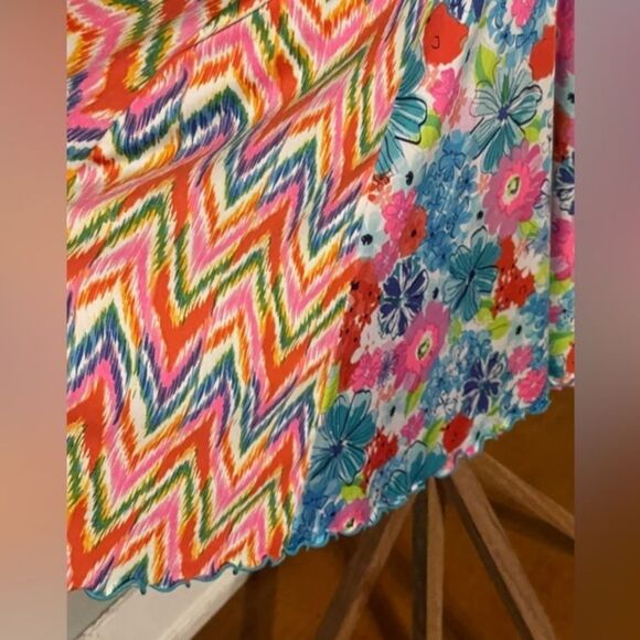 Medium 10/12 Madison Q Reversible Flared Floral ChevronSleeveless A Line Dress - Picture 10 of 14